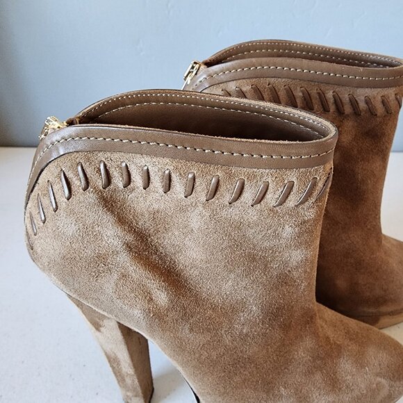 Jimmy Choo Tan Suede Booties "EUC" - Picture 6 of 16